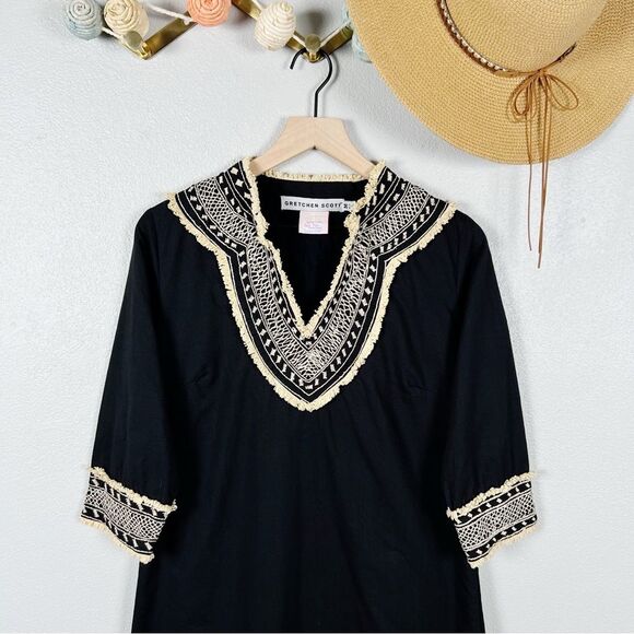 Gretchen Scott Cotton Embroidered Mini Dress in Fringe Binge Boho Size Medium - Picture 3 of 10